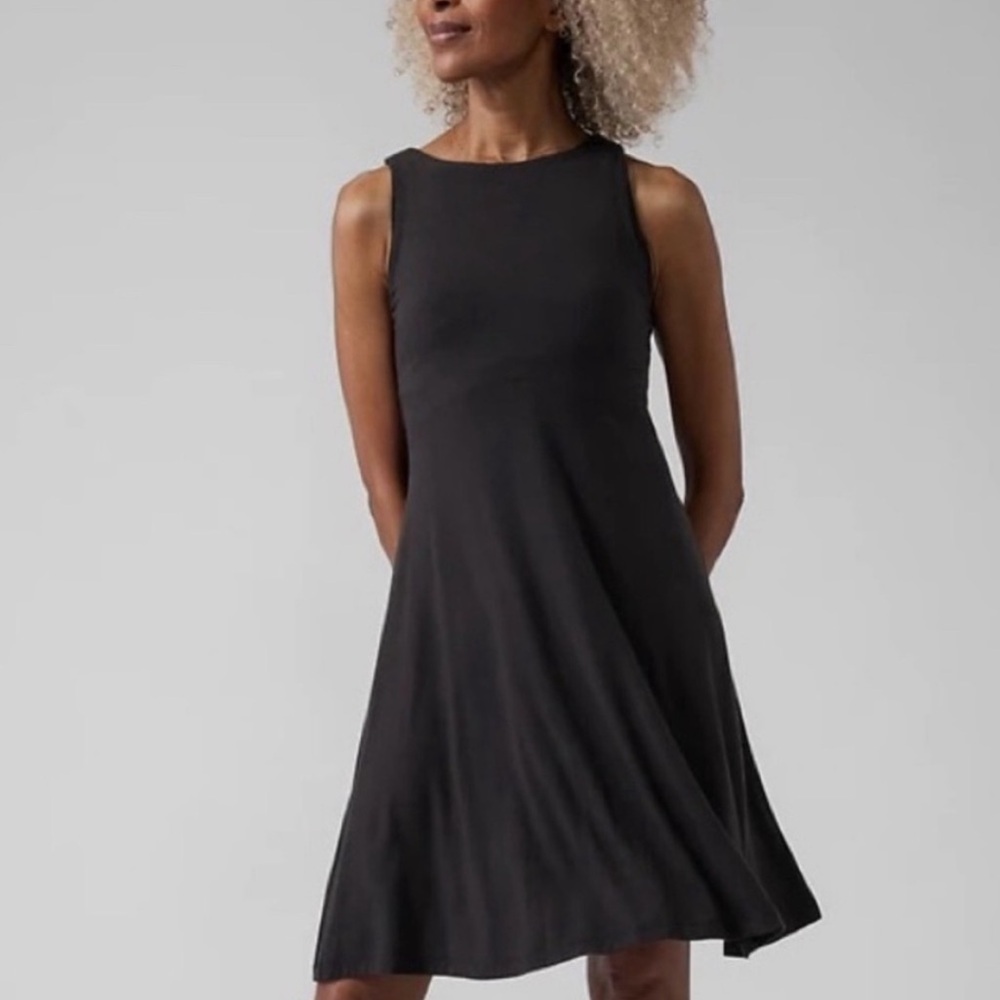 Athleta black Santorum  A-line Dress small petite new